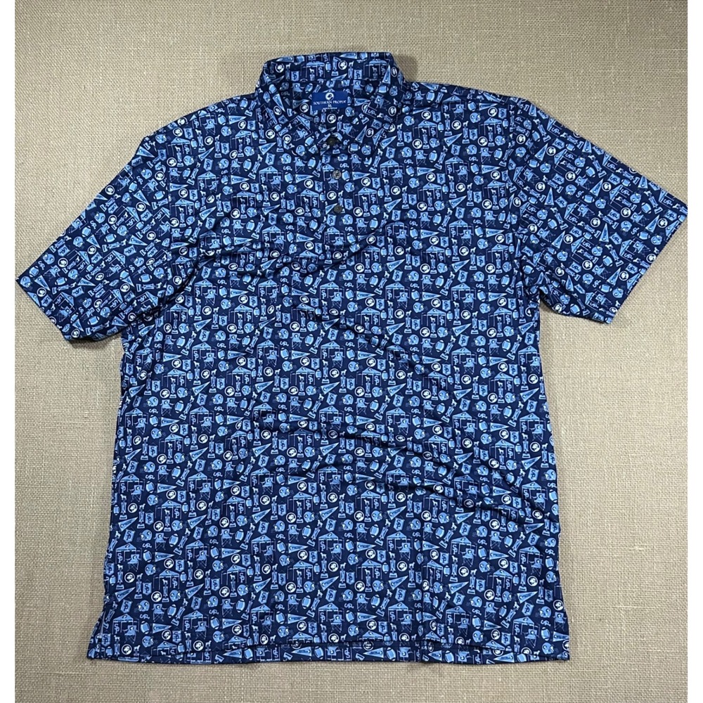 Southern Proper Men XL Polo Shirt Blue Tailgating Football Golf Short Sleeve